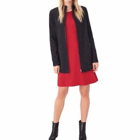 EILEEN Fisher Wool Blend Leather Trim Jacket, Size Large - Picture 11 of 13